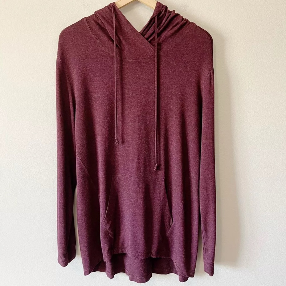 CAbi Hype‎ Hoodie Lightweight Oversized Tunic Sweatshirt Burgundy Sz XS